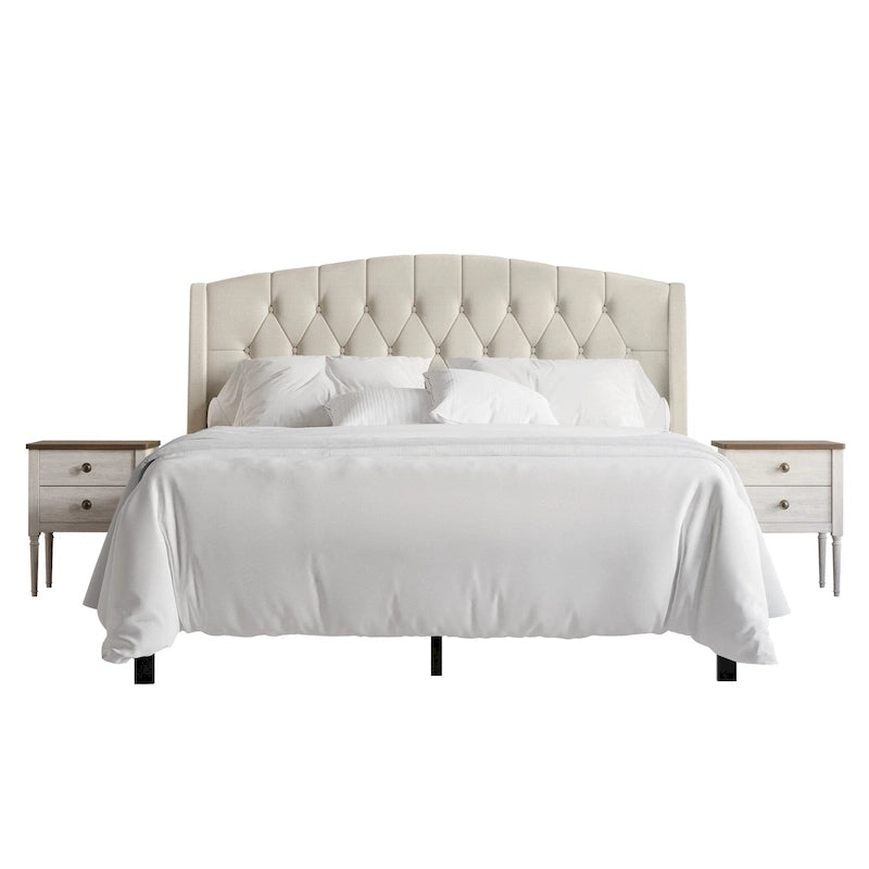 Ensemble de 3 tables de chevet CraftPorch, lit capitonné classique