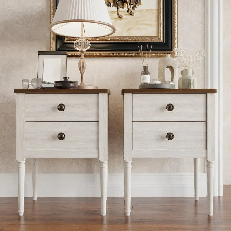 Ensemble de 3 tables de chevet CraftPorch, lit capitonné classique