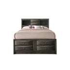 Ensemble de chambre à coucher Priscella 6 pièces en chêne gris avec plateforme de rangement