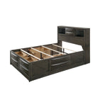 Ensemble de chambre à coucher Priscella 6 pièces en chêne gris avec plateforme de rangement