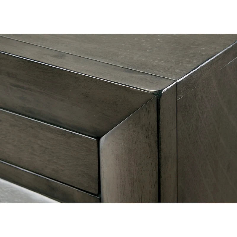 Ensemble de chambre à coucher Priscella 6 pièces en chêne gris avec plateforme de rangement