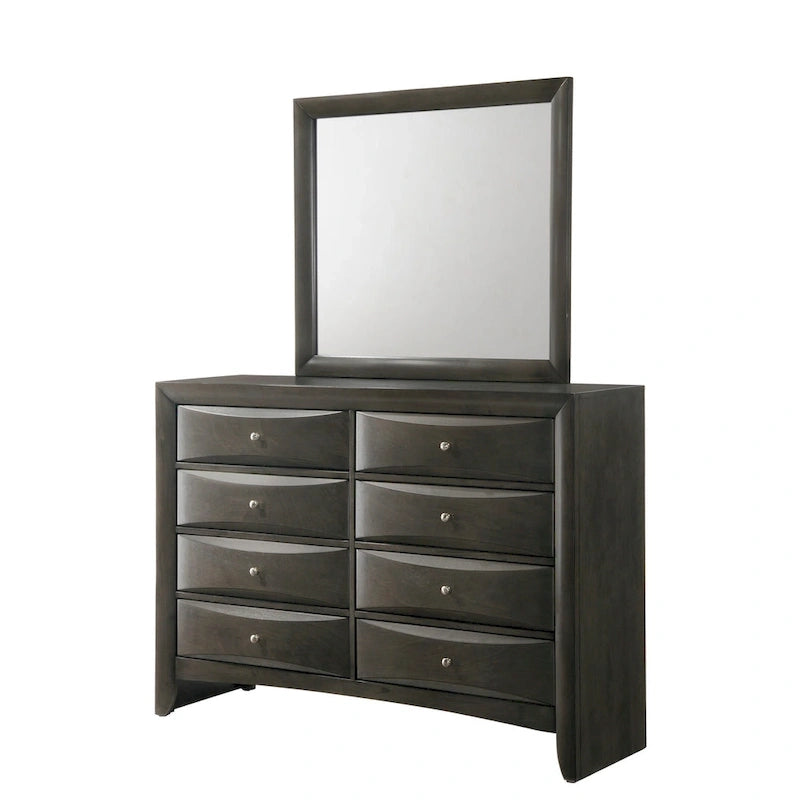 Ensemble de chambre à coucher Priscella 6 pièces en chêne gris avec plateforme de rangement