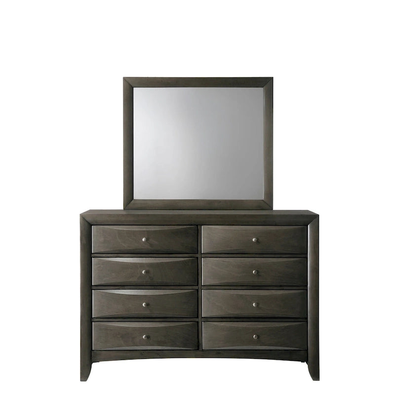 Ensemble de chambre à coucher Priscella 6 pièces en chêne gris avec plateforme de rangement