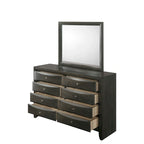 Ensemble de chambre à coucher Priscella 6 pièces en chêne gris avec plateforme de rangement