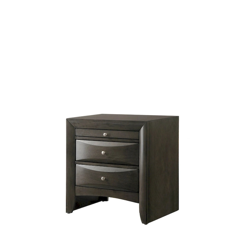 Ensemble de chambre à coucher Priscella 6 pièces en chêne gris avec plateforme de rangement