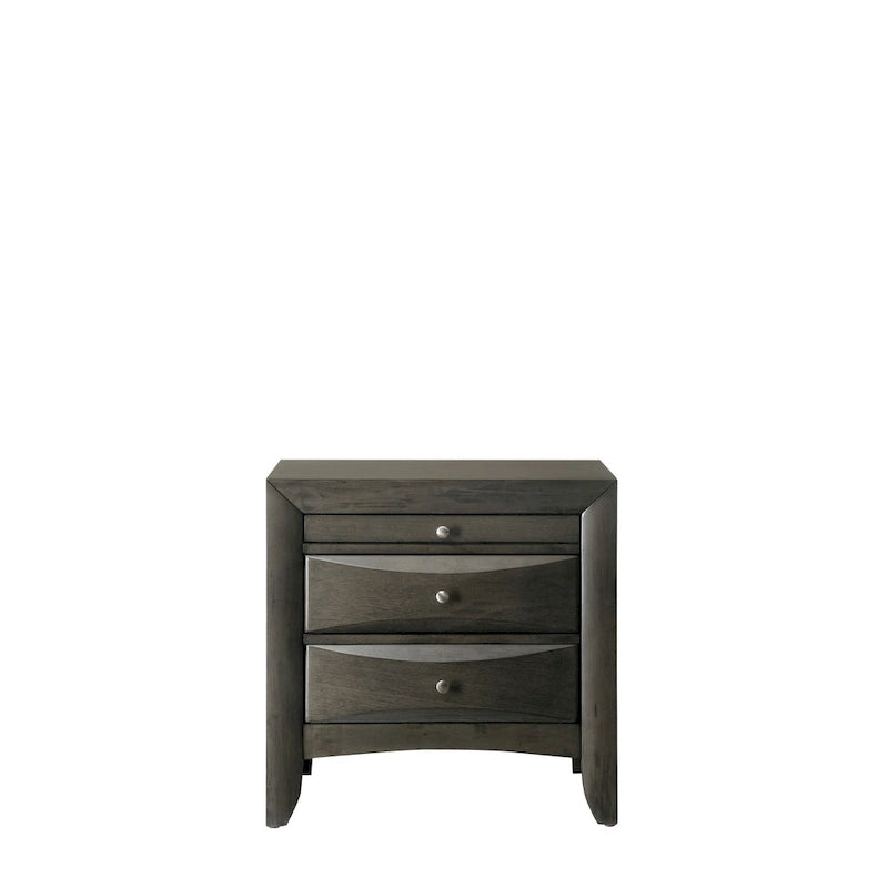 Ensemble de chambre à coucher Priscella 6 pièces en chêne gris avec plateforme de rangement