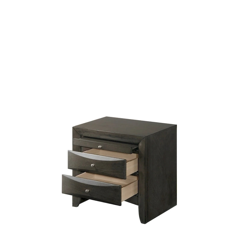 Ensemble de chambre à coucher Priscella 6 pièces en chêne gris avec plateforme de rangement