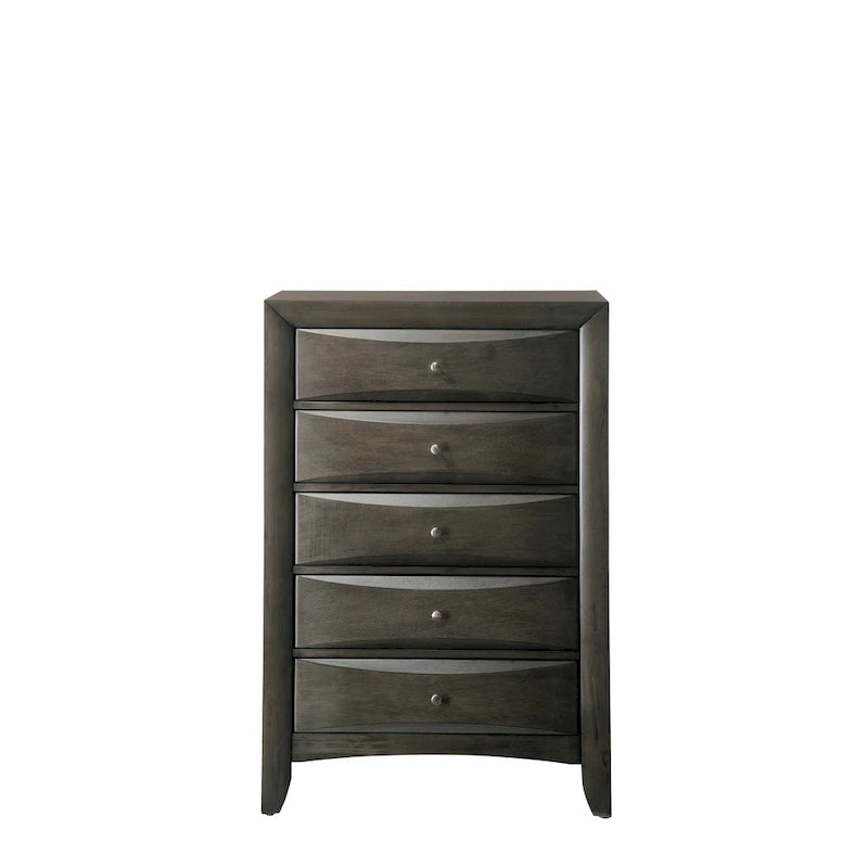 Ensemble de chambre à coucher Priscella 6 pièces en chêne gris avec plateforme de rangement