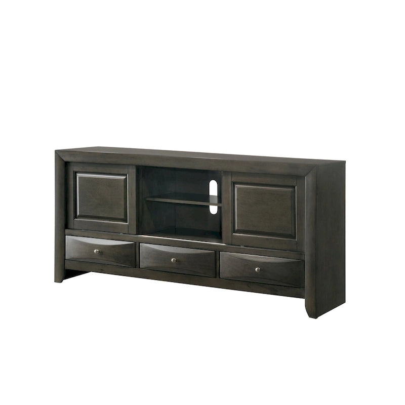 Ensemble de chambre à coucher Priscella 6 pièces en chêne gris avec plateforme de rangement