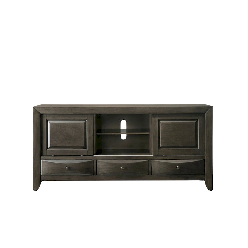 Ensemble de chambre à coucher Priscella 6 pièces en chêne gris avec plateforme de rangement