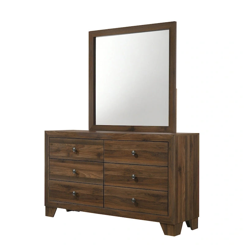 Ensemble de chambre à coucher Linette 5 pièces à panneaux brun cerisier