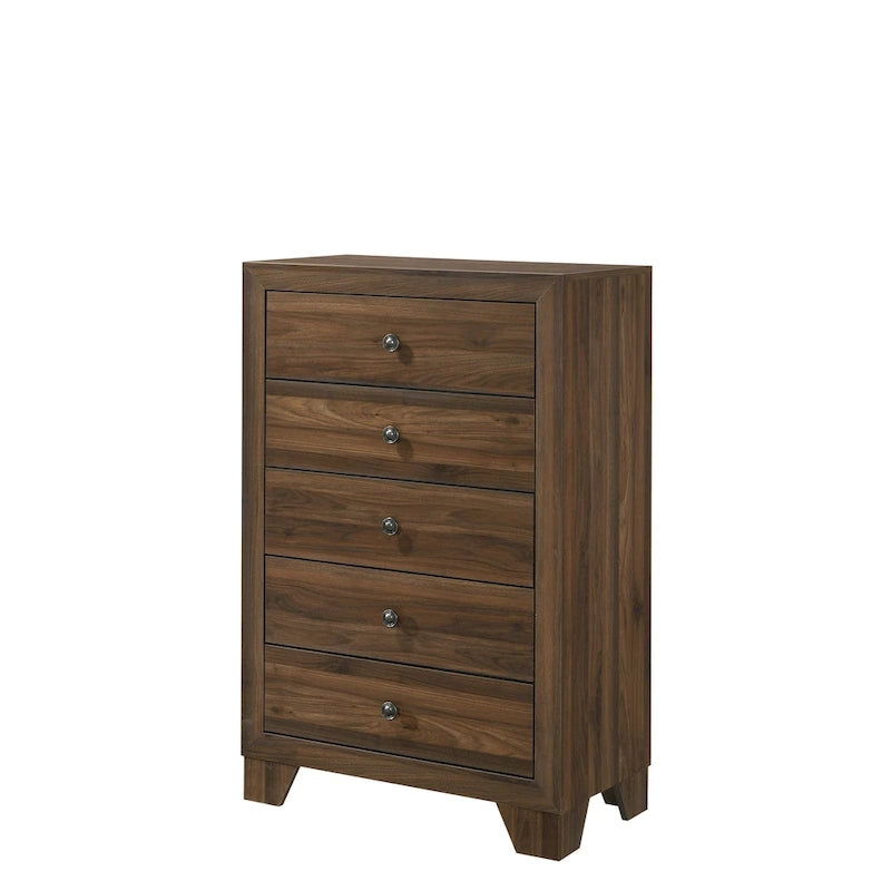 Ensemble de chambre à coucher Linette 5 pièces à panneaux brun cerisier