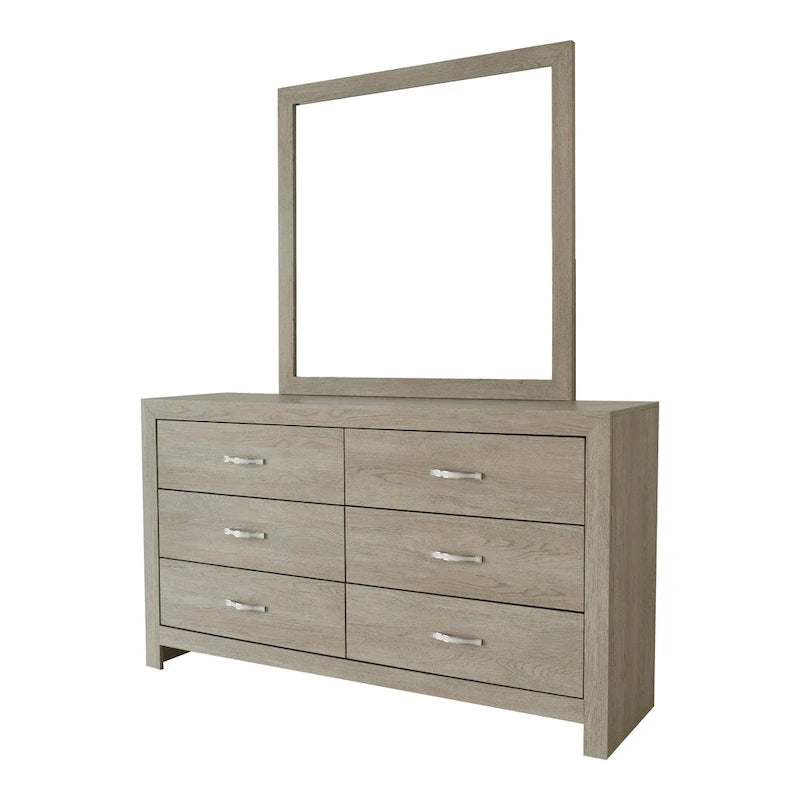 Ensemble de chambre à coucher Bernard 4 pièces crème avec éclairage LED, revêtement en similicuir et panneaux capitonnés