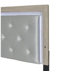Ensemble de chambre à coucher Bernard 4 pièces crème avec éclairage LED, revêtement en similicuir et panneaux capitonnés