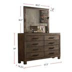 Ensemble de chambre à coucher avec plateforme California King en bois et rangement, couleur brun doré rustique