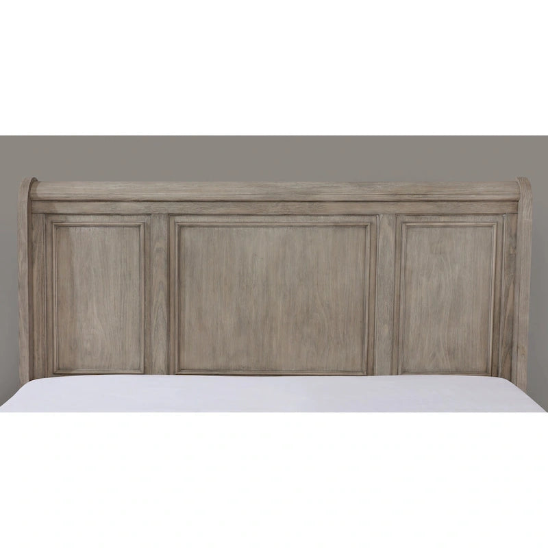 Ensemble lit traîneau, table de chevet et commode 3 pièces Nahkohe en bois gris transitionnel avec rangement et port USB par Carbon Loft