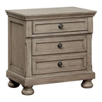 Ensemble lit traîneau, table de chevet et commode 3 pièces Nahkohe en bois gris transitionnel avec rangement et port USB par Carbon Loft