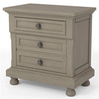 Ensemble lit traîneau, table de chevet et commode 3 pièces Nahkohe en bois gris transitionnel avec rangement et port USB par Carbon Loft