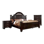 Ensemble de chambre à coucher traditionnel Vame en bois massif noyer, 3 pièces, par Furniture of America