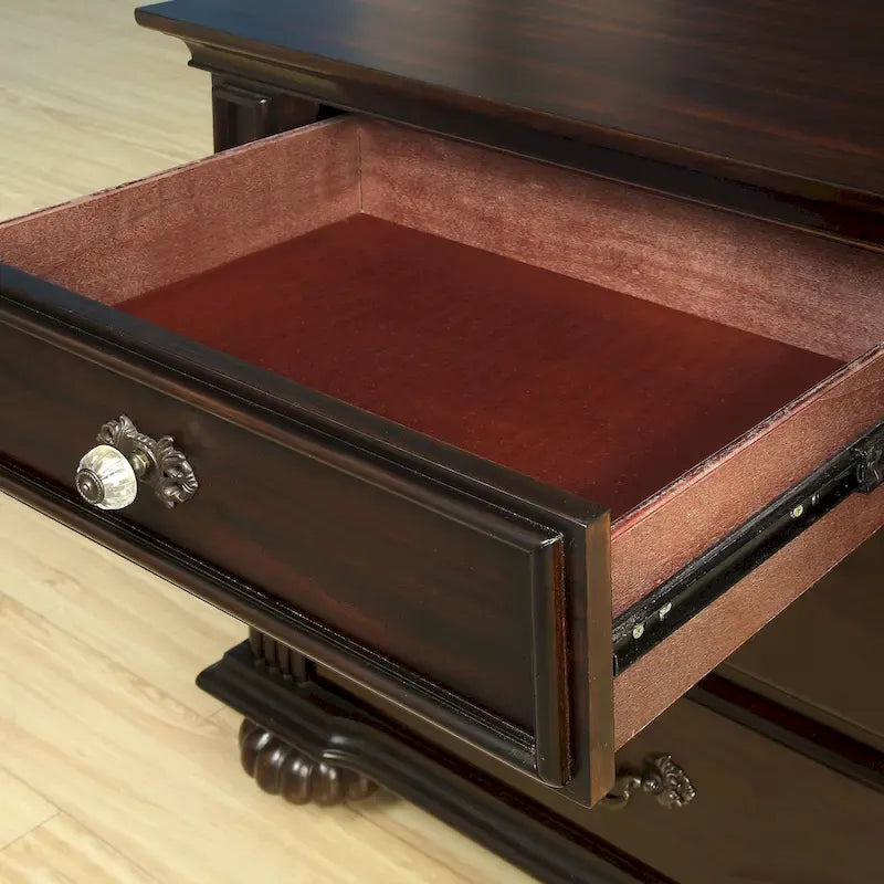 Ensemble de chambre à coucher traditionnel Vame en bois massif noyer, 3 pièces, par Furniture of America