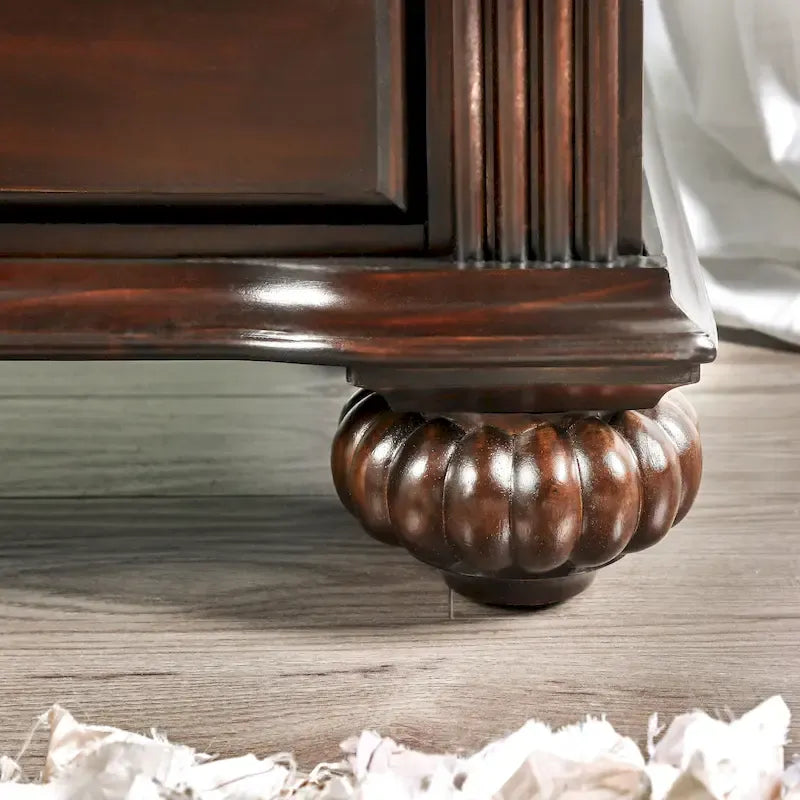 Ensemble de chambre à coucher traditionnel Vame en bois massif noyer, 3 pièces, par Furniture of America