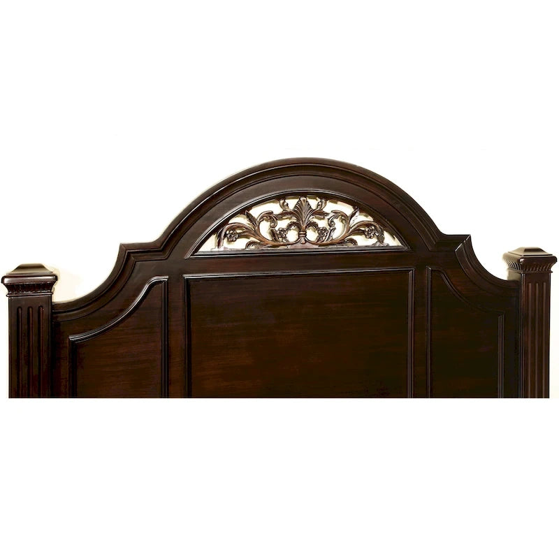 Ensemble de chambre à coucher traditionnel Vame en bois massif noyer, 3 pièces, par Furniture of America
