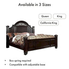 Ensemble de chambre à coucher traditionnel Vame en bois massif noyer, 3 pièces, par Furniture of America