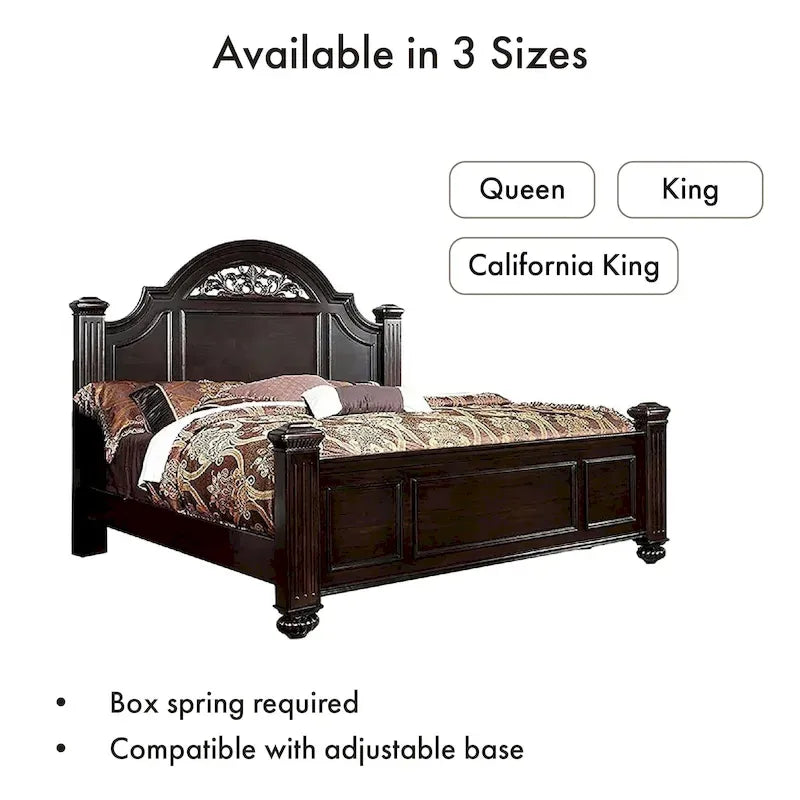 Ensemble de chambre à coucher traditionnel Vame en bois massif noyer, 3 pièces, par Furniture of America