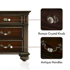 Ensemble de chambre à coucher traditionnel Vame en bois massif noyer, 3 pièces, par Furniture of America