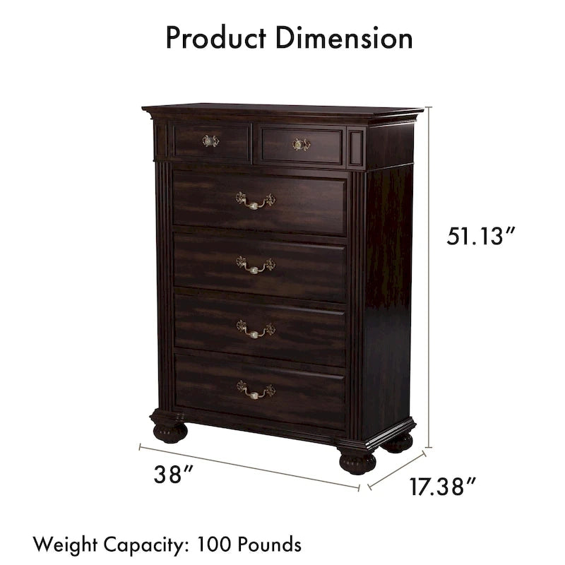 Ensemble de chambre à coucher traditionnel Vame en bois massif noyer, 3 pièces, par Furniture of America