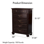 Ensemble de chambre à coucher traditionnel Vame en bois massif noyer, 3 pièces, par Furniture of America