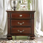 Ensemble de chambre à coucher traditionnel Vame en bois massif noyer, 3 pièces, par Furniture of America