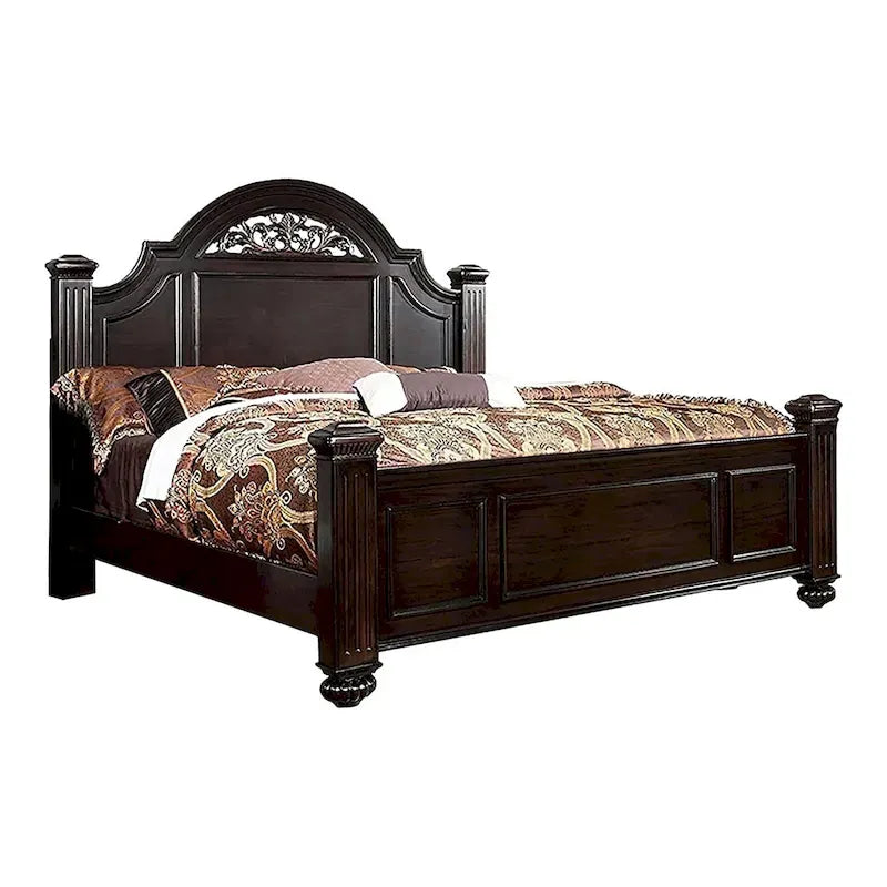 Ensemble de chambre à coucher traditionnel Vame en bois massif noyer, 3 pièces, par Furniture of America