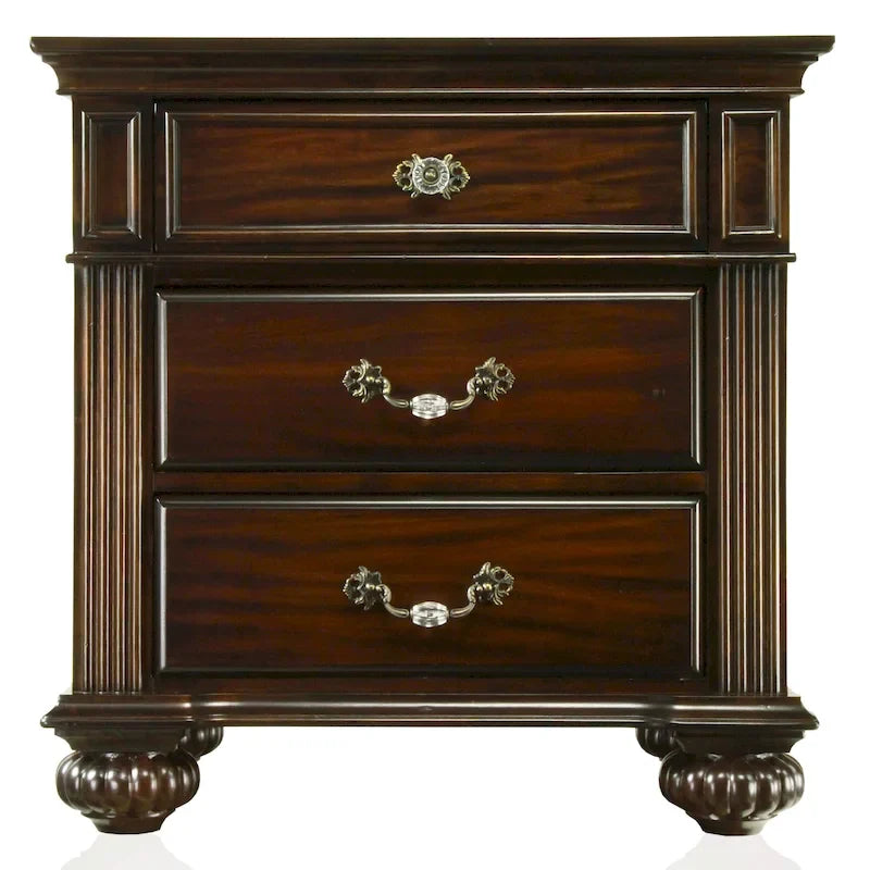 Ensemble de chambre à coucher traditionnel Vame en bois massif noyer, 3 pièces, par Furniture of America