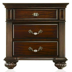 Ensemble de chambre à coucher traditionnel Vame en bois massif noyer, 3 pièces, par Furniture of America
