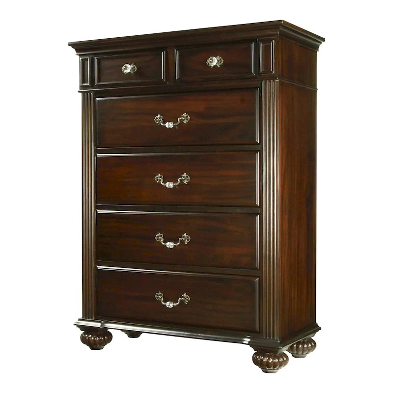 Ensemble de chambre à coucher traditionnel Vame en bois massif noyer, 3 pièces, par Furniture of America