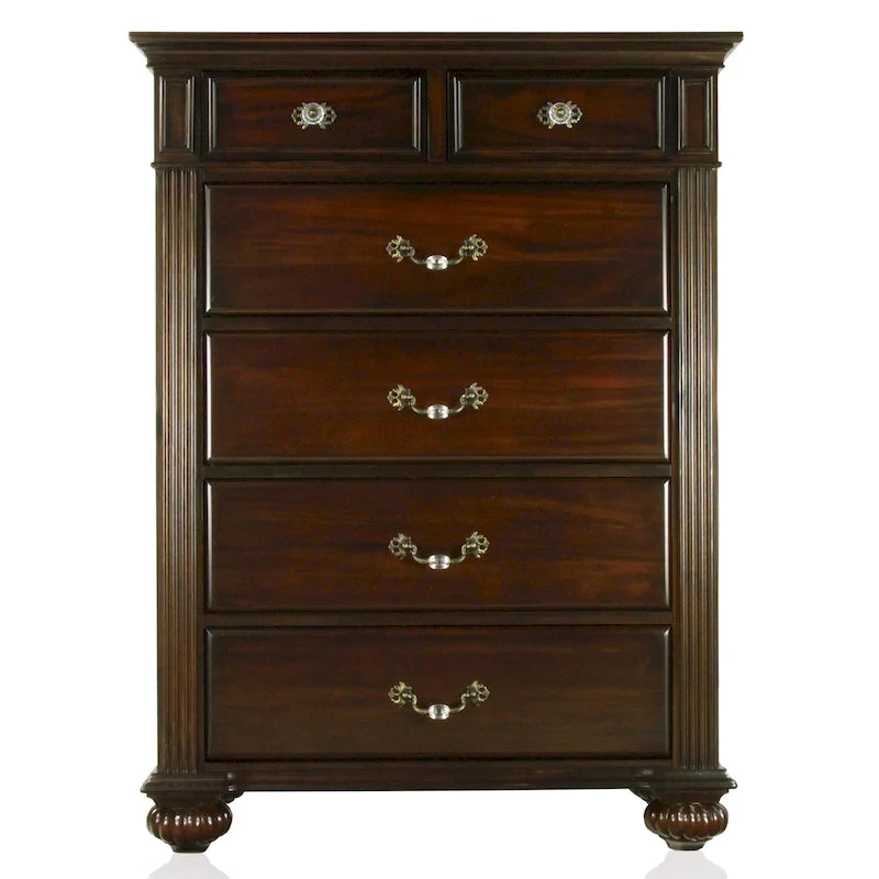 Ensemble de chambre à coucher traditionnel Vame en bois massif noyer, 3 pièces, par Furniture of America