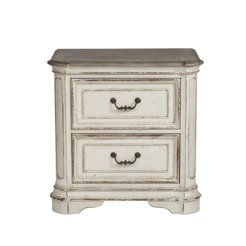 Ensemble lit, commode, miroir et table de chevet rembourrés Magnolia Manor