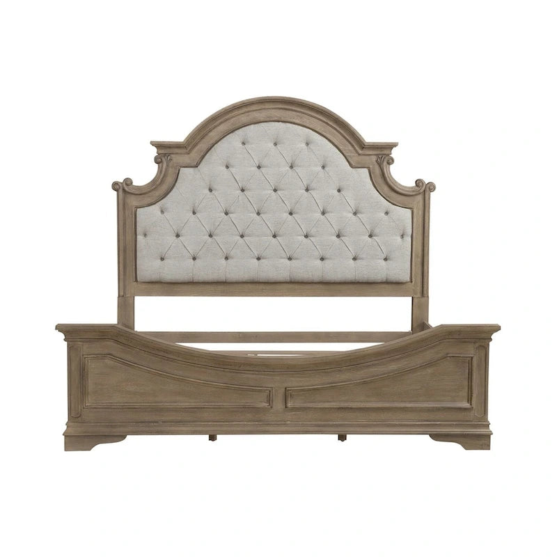 Ensemble lit, commode, miroir et table de chevet rembourrés Magnolia Manor