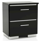 Ensemble lit 3 pièces Benvolio en bois noir contemporain avec éclairage LED et 2 tables de chevet dotées d'un port USB, par Furniture of America