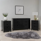 Ensemble de chambre à coucher 3 pièces en bois de pin Purcell avec commode à 6 tiroirs et tables de chevet à 3 tiroirs (ensemble de 2)