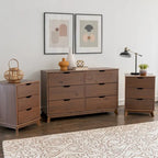 Ensemble de chambre à coucher 3 pièces en bois de pin Purcell avec commode à 6 tiroirs et tables de chevet à 3 tiroirs (ensemble de 2)