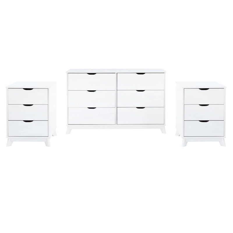 Ensemble de chambre à coucher 3 pièces en bois de pin Purcell avec commode à 6 tiroirs et tables de chevet à 3 tiroirs (ensemble de 2)