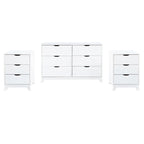 Ensemble de chambre à coucher 3 pièces en bois de pin Purcell avec commode à 6 tiroirs et tables de chevet à 3 tiroirs (ensemble de 2)