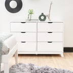 Ensemble de chambre à coucher 3 pièces en bois de pin Purcell avec commode à 6 tiroirs et tables de chevet à 3 tiroirs (ensemble de 2)