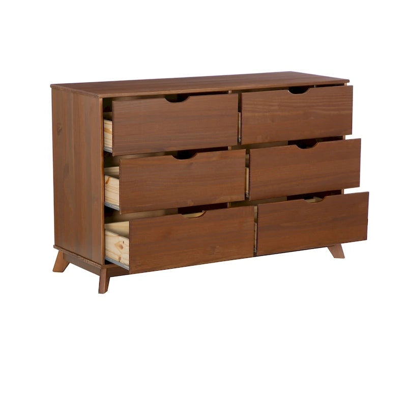 Ensemble de chambre à coucher 3 pièces en bois de pin Purcell avec commode à 6 tiroirs et tables de chevet à 3 tiroirs (ensemble de 2)