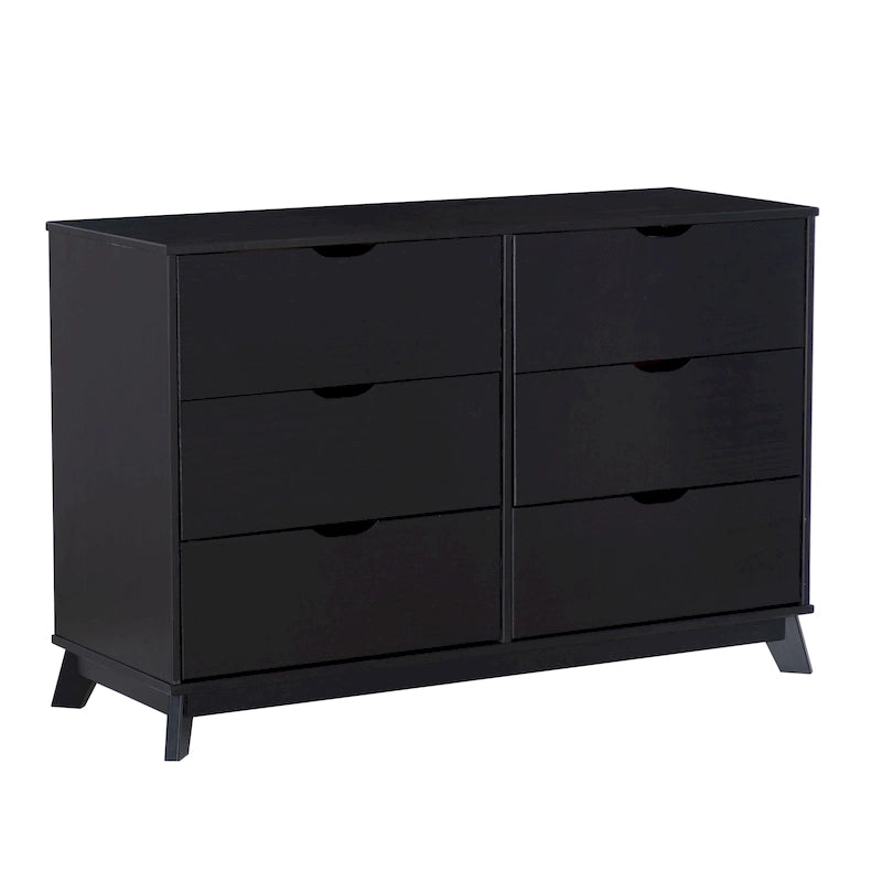 Ensemble de chambre à coucher 3 pièces en bois de pin Purcell avec commode à 6 tiroirs et tables de chevet à 3 tiroirs (ensemble de 2)