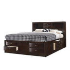 Ensemble de chambre à coucher Priscella 6 pièces avec plateforme de rangement en cerisier foncé