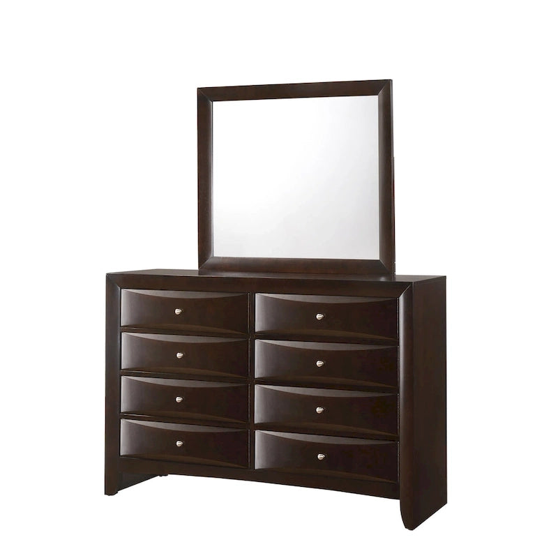 Ensemble de chambre à coucher Priscella 6 pièces avec plateforme de rangement en cerisier foncé