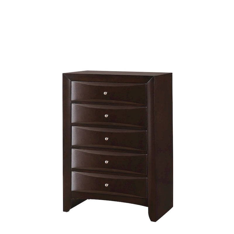 Ensemble de chambre à coucher Priscella 6 pièces avec plateforme de rangement en cerisier foncé